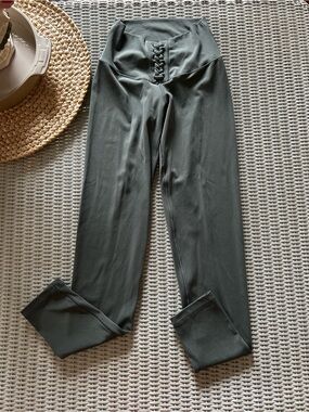 aerie Olive Green Lattice-Front Leggings